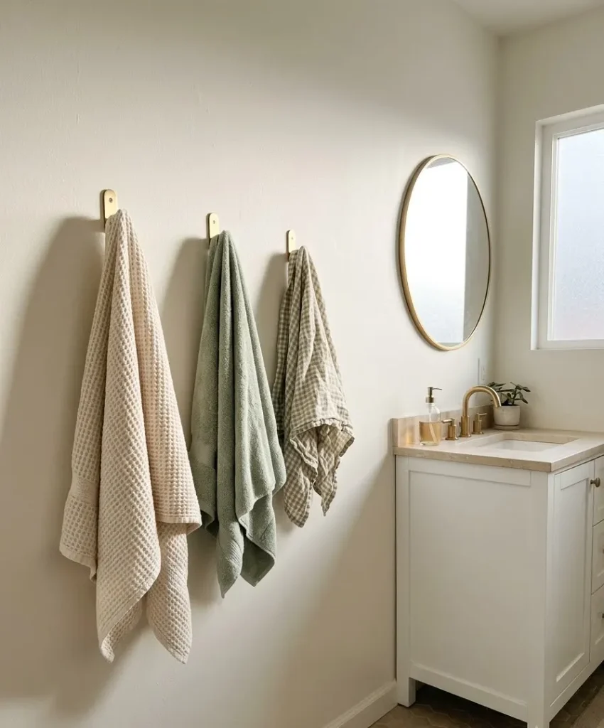 Replace the towel bar with hooks