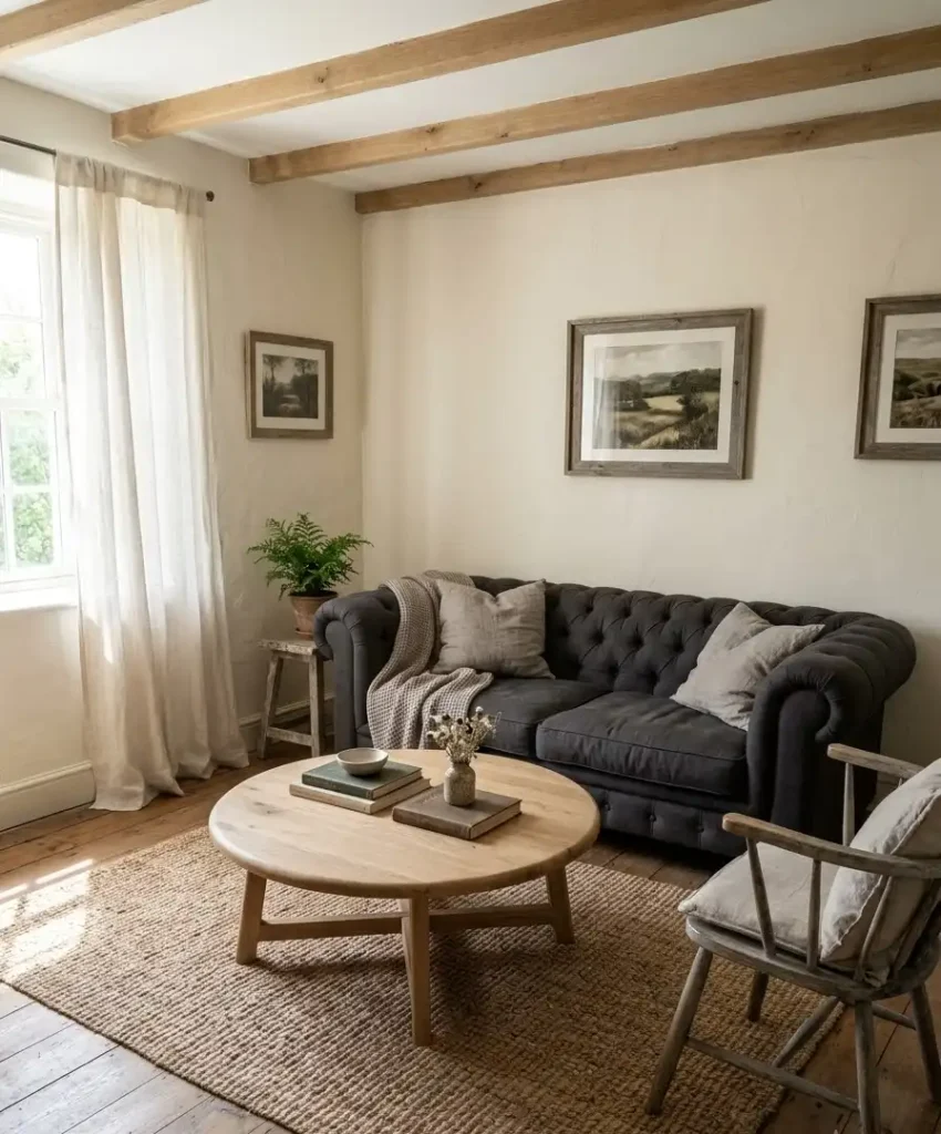 Round coffee table to soften corners