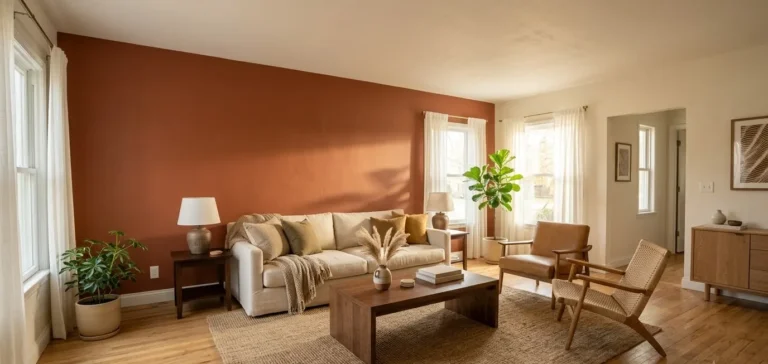 Rust Accent Wall Living