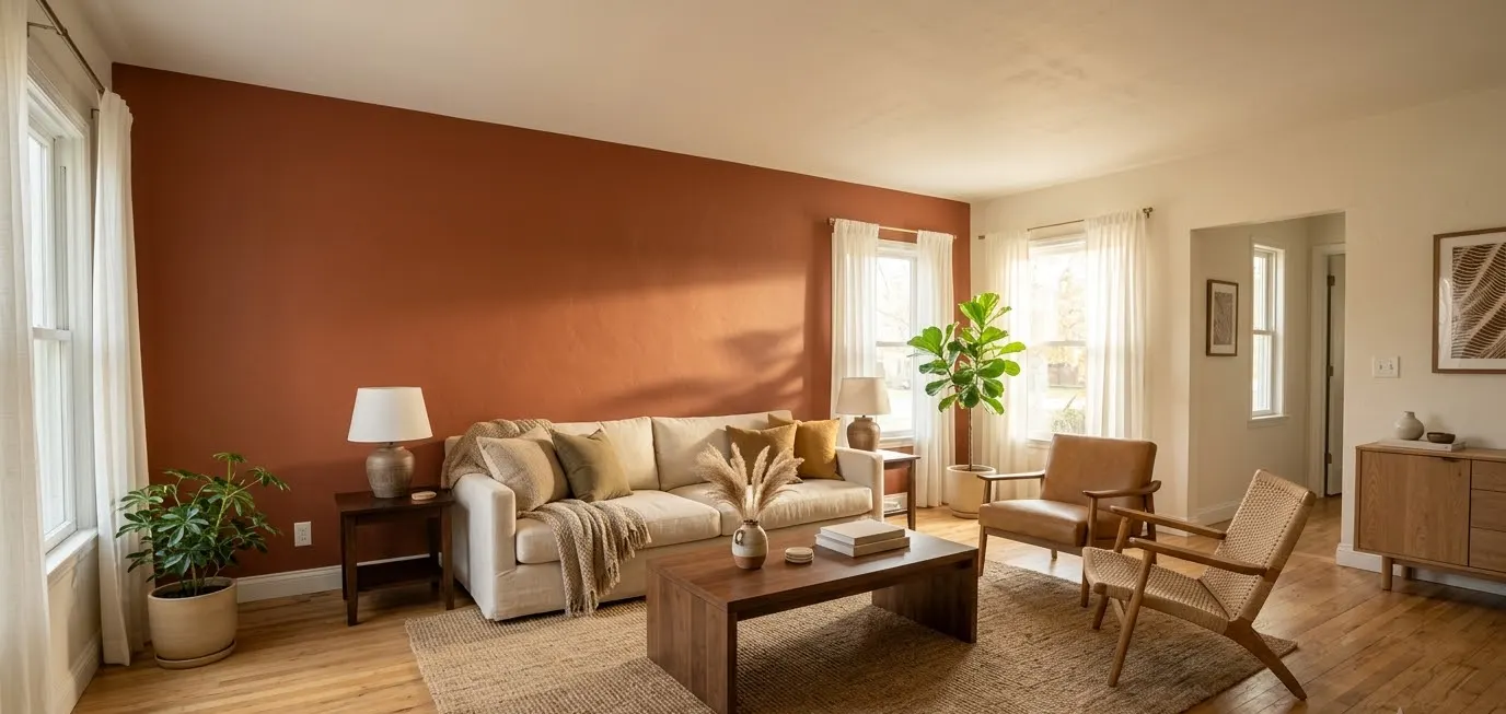 Rust Accent Wall Living Room Ideas For A Warm And Stylish Space