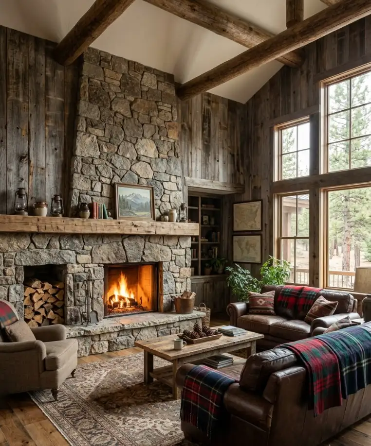 Rustic cabin living room