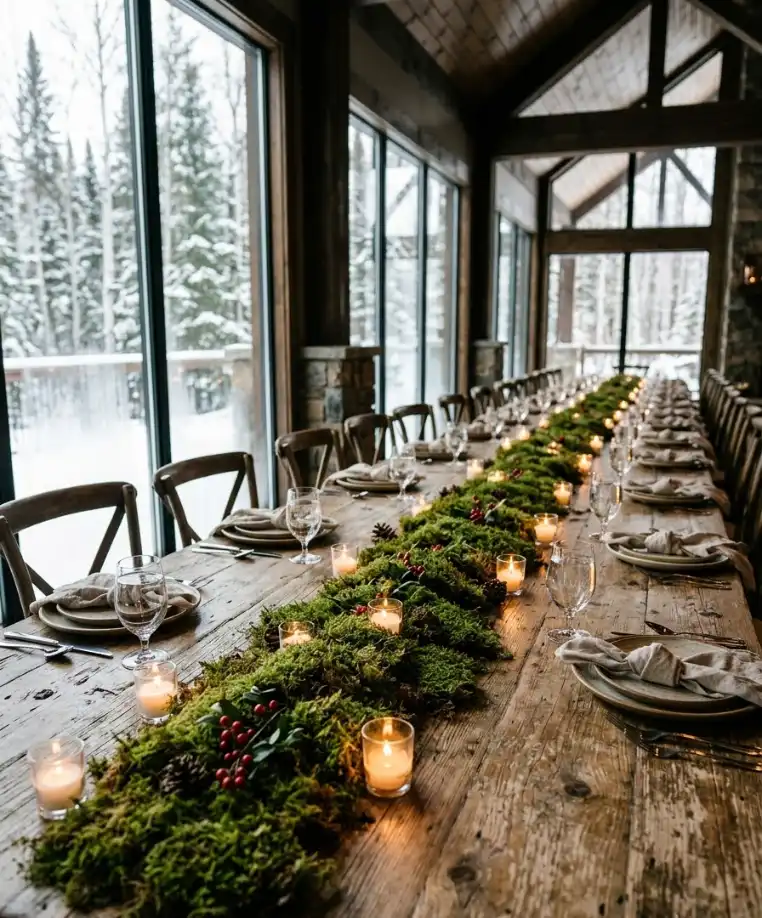 Rustic ladder photo wall with garlands