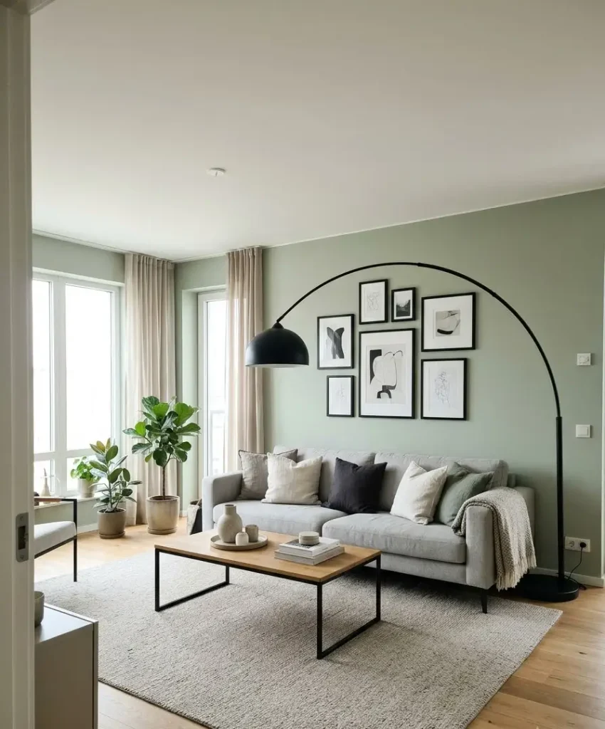 Sage and black accents
