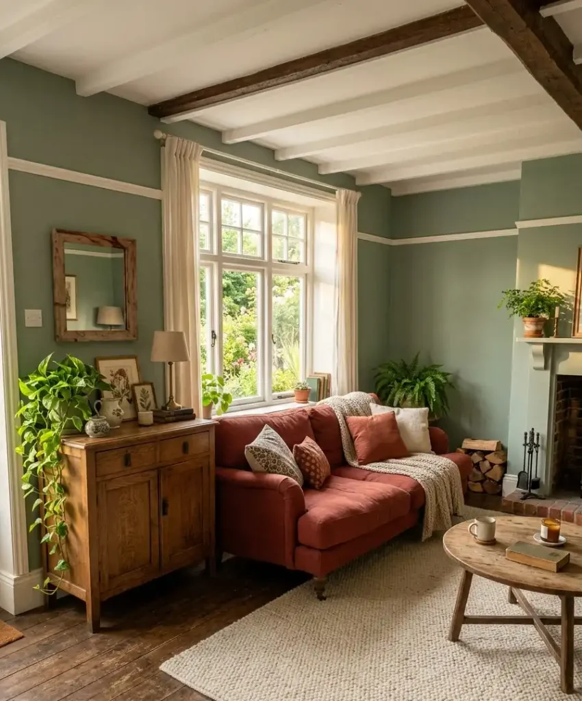 Sage green walls