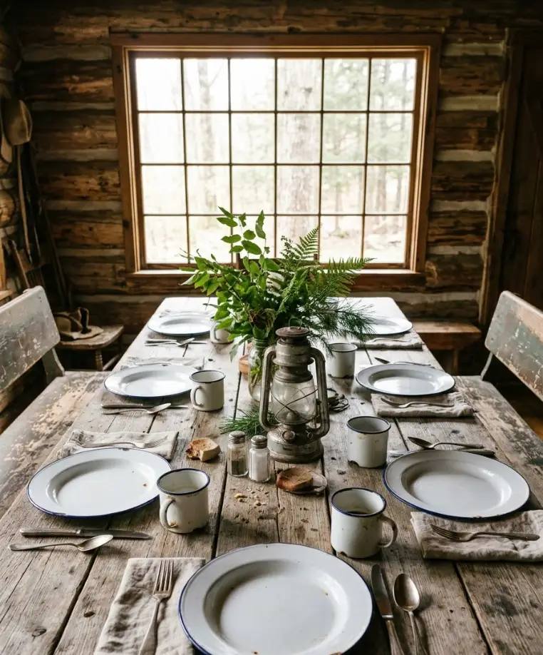 Set the table with enamelware