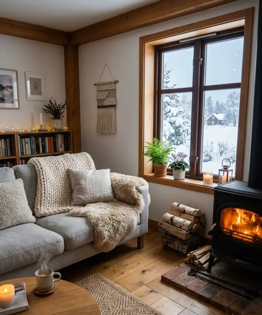 Sheepskin and chunky knit