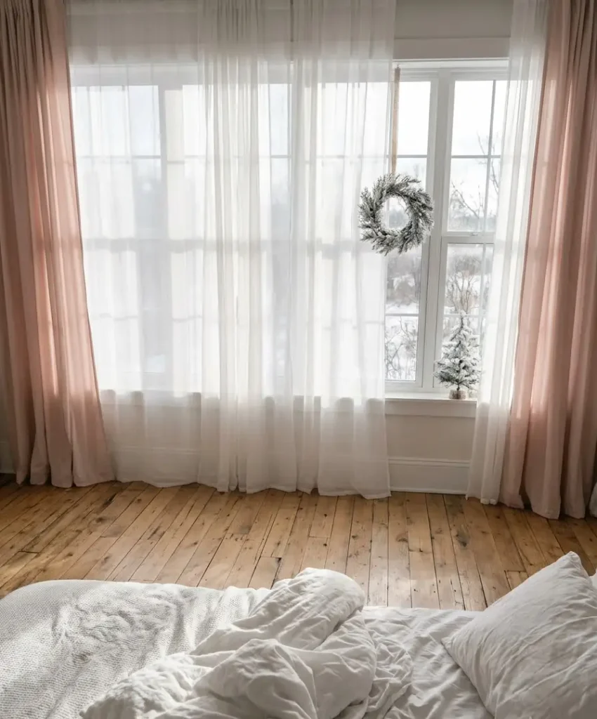  Sheer white curtain layer