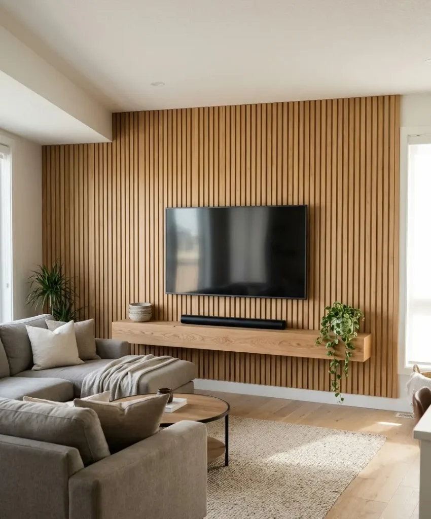 Slats with a built-in floating shelf