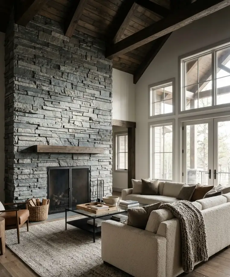 Stacked ledgerstone in cool grey