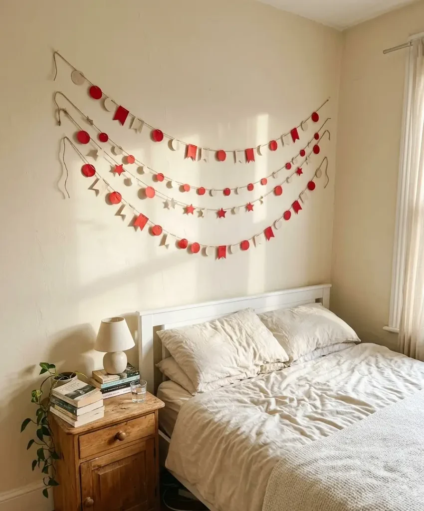 Stick up a paper garland above the bed