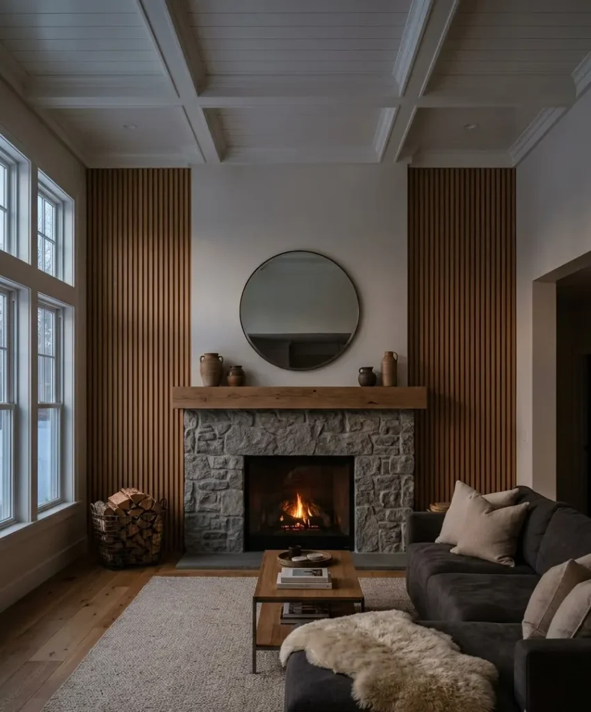 Stone fireplace surround