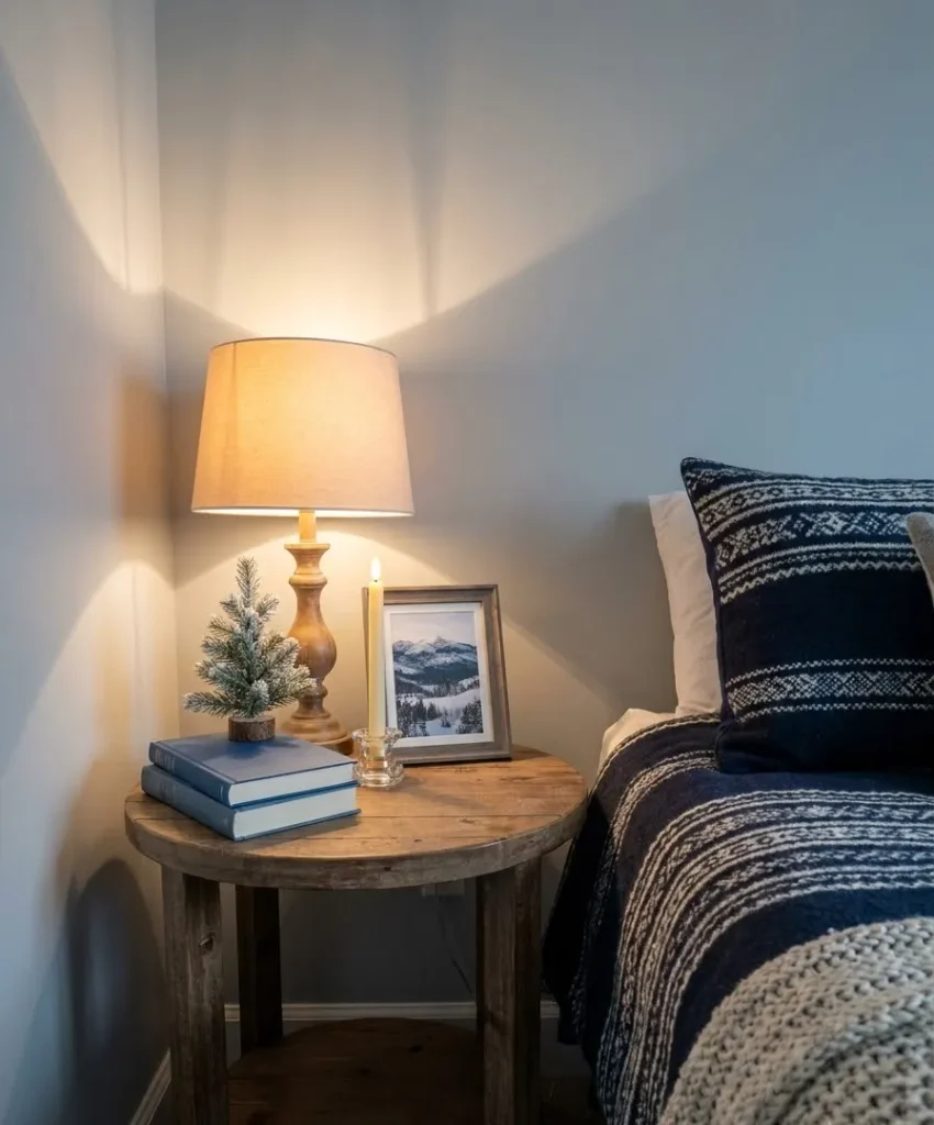 Style the nightstand with a mini scene