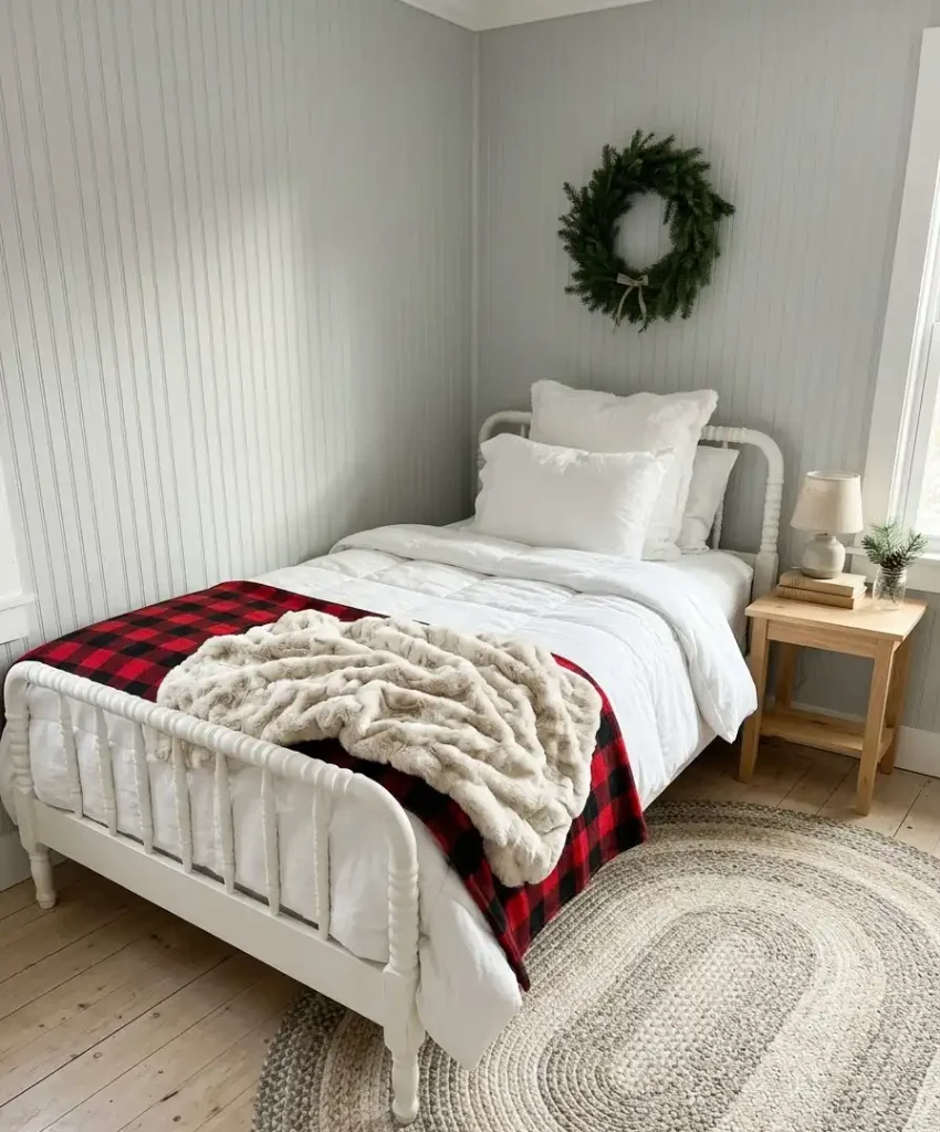 Swap in a plaid or faux fur throw