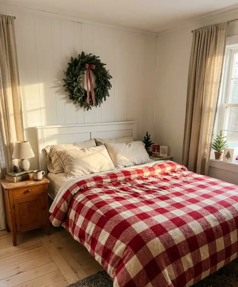 Swap in a red plaid duvet cover
