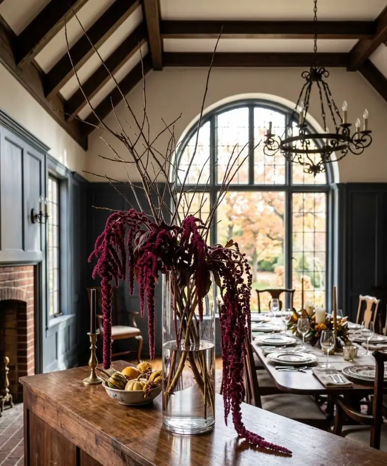 Tall branches with hanging amaranthus