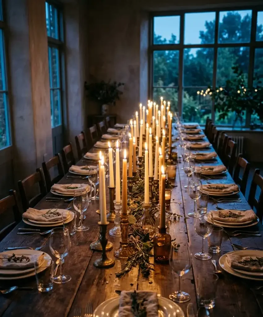 Taper candles in mismatched holders