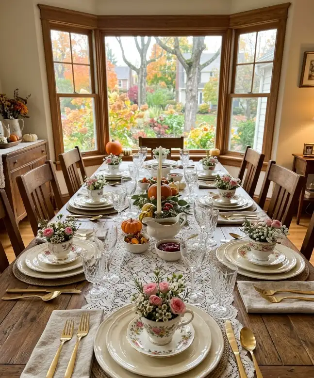 Teacup arrangements at each