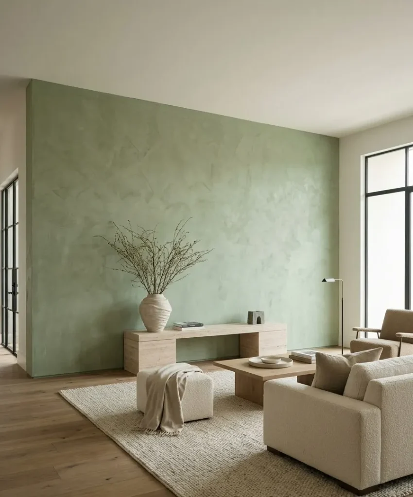 Textured plaster in sage or moss