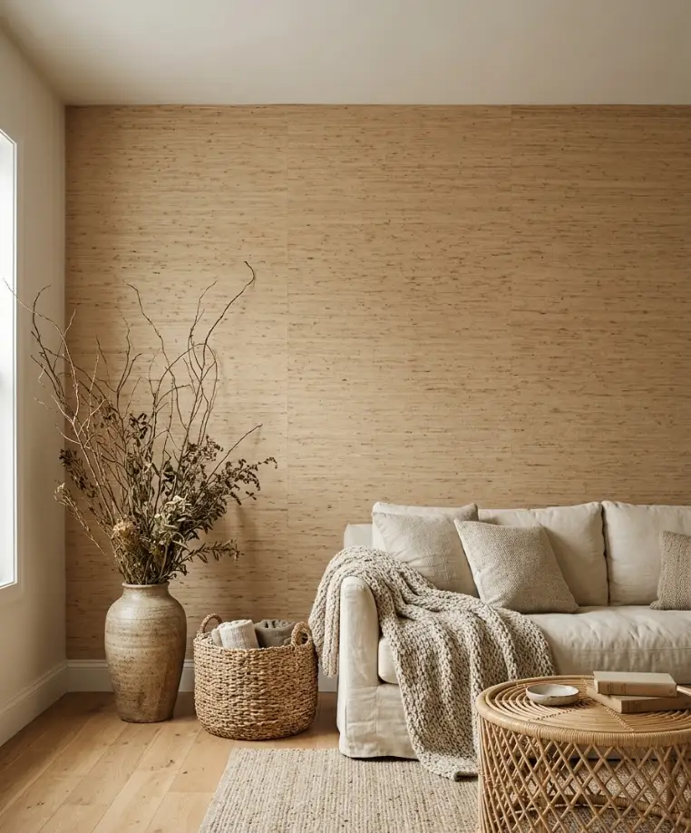 Textured wallpaper and grasscloth