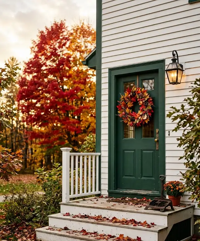 The fall leaf wreath in mixed tones