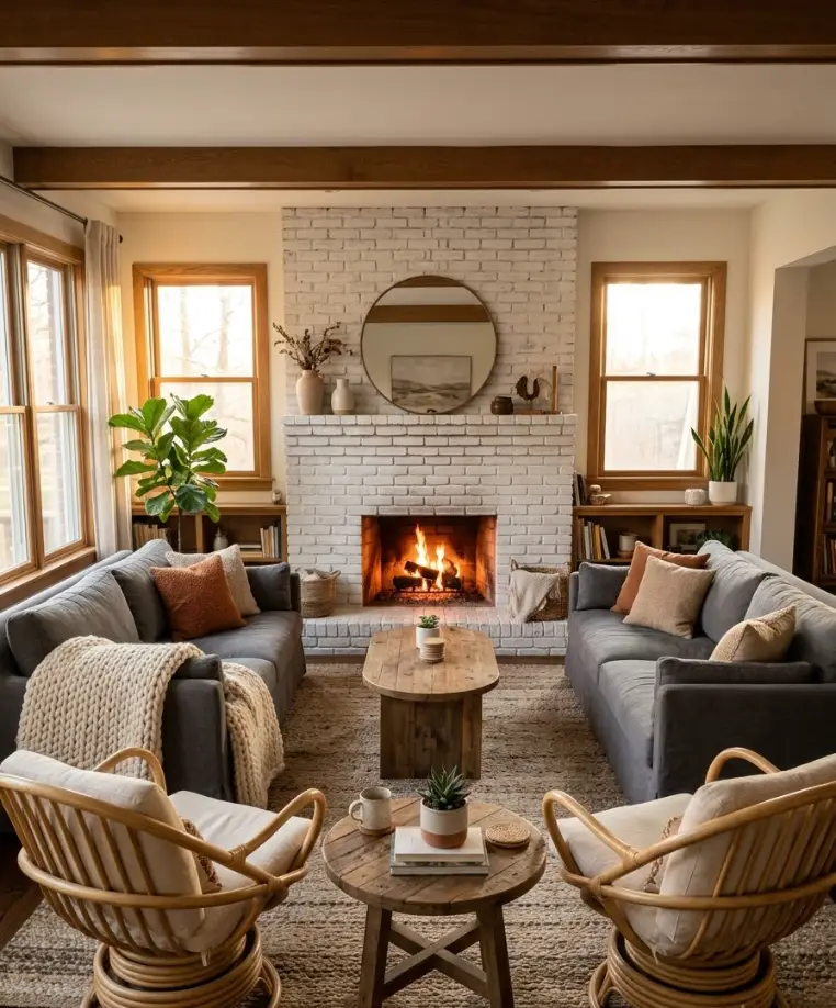 The fireplace flank