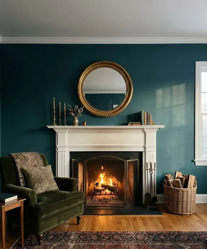 The fireplace wall