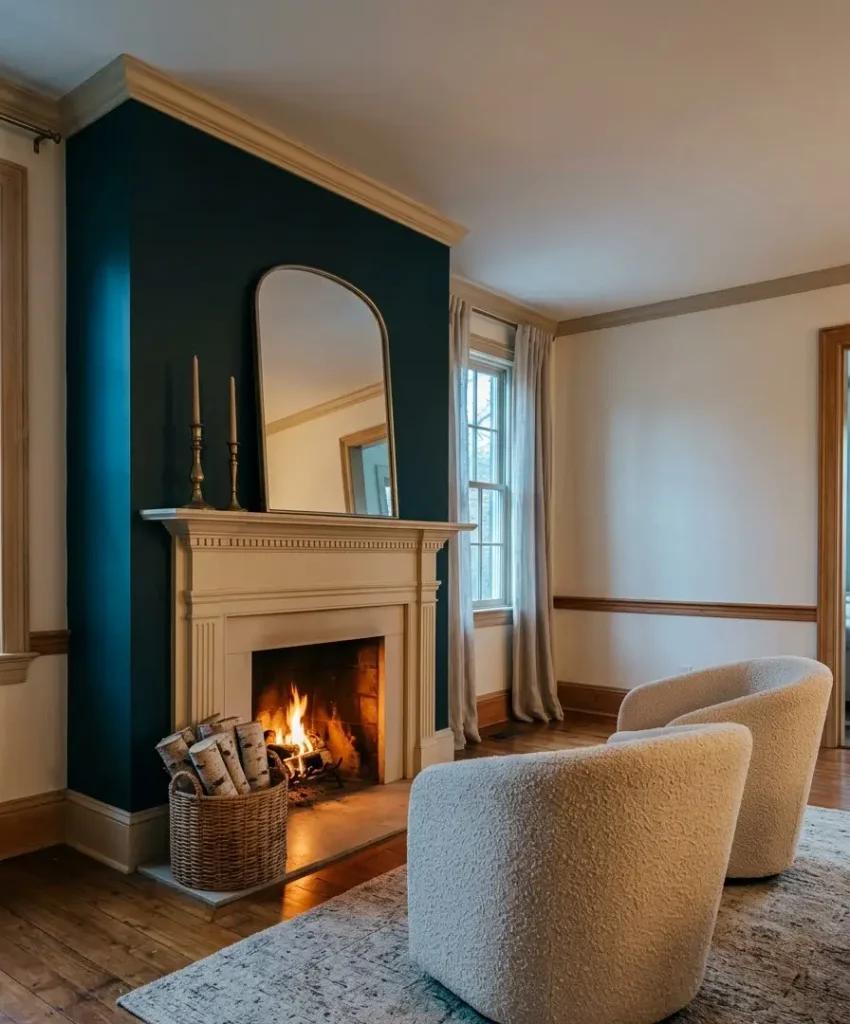 The fireplace wall