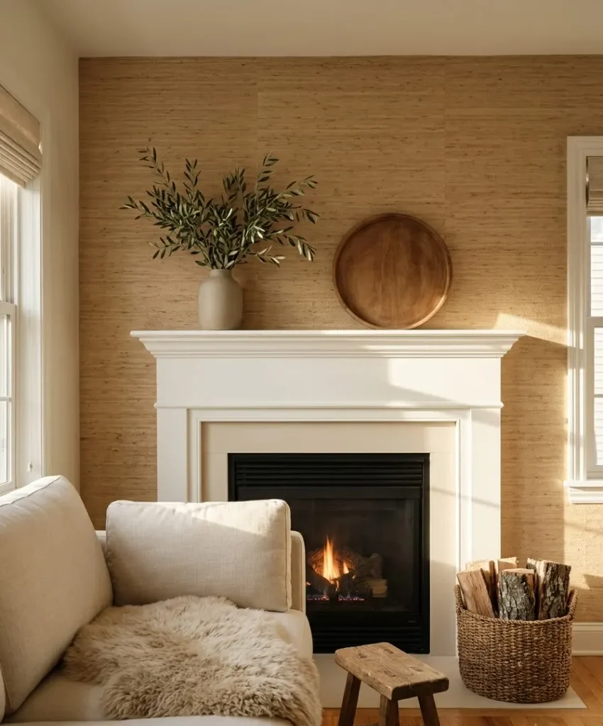 The fireplace wall