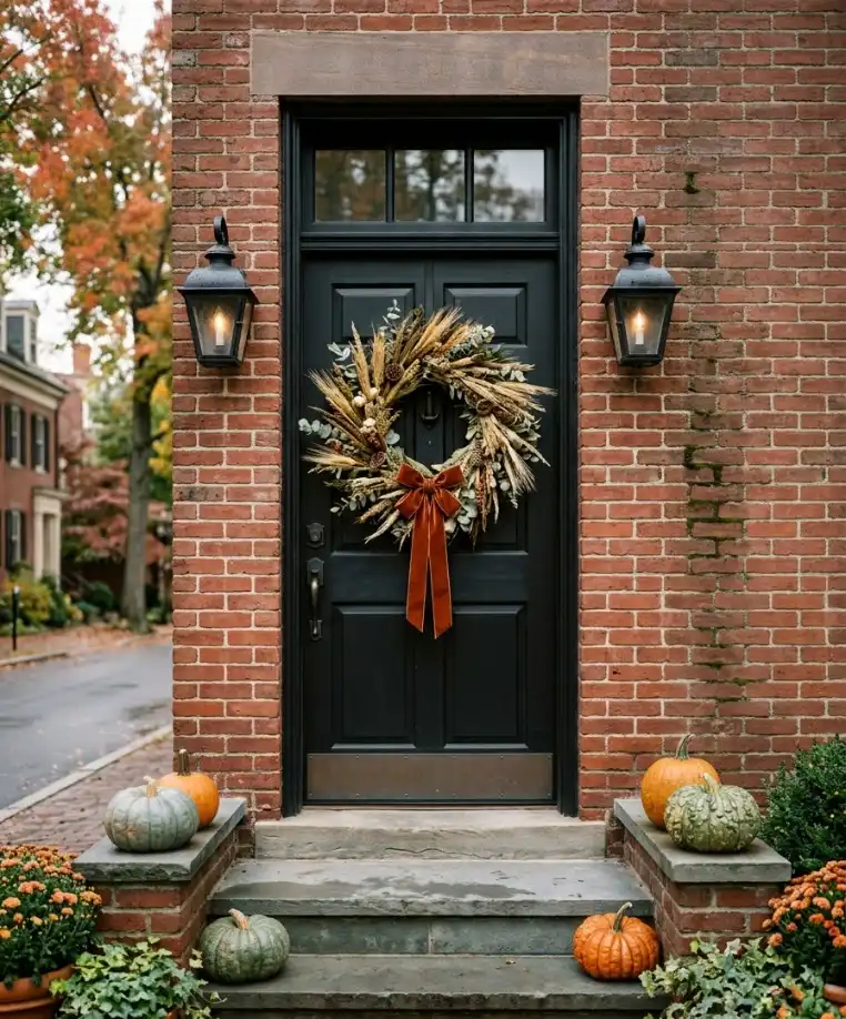 The oversized wheat and eucalyptus wreath