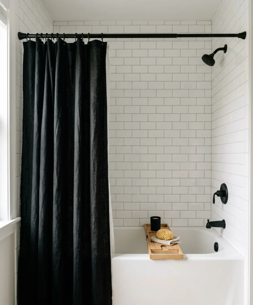 The shower curtain 