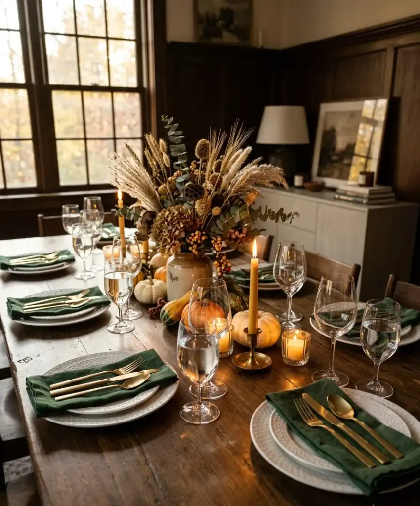 The simple napkin fold with a sprig
