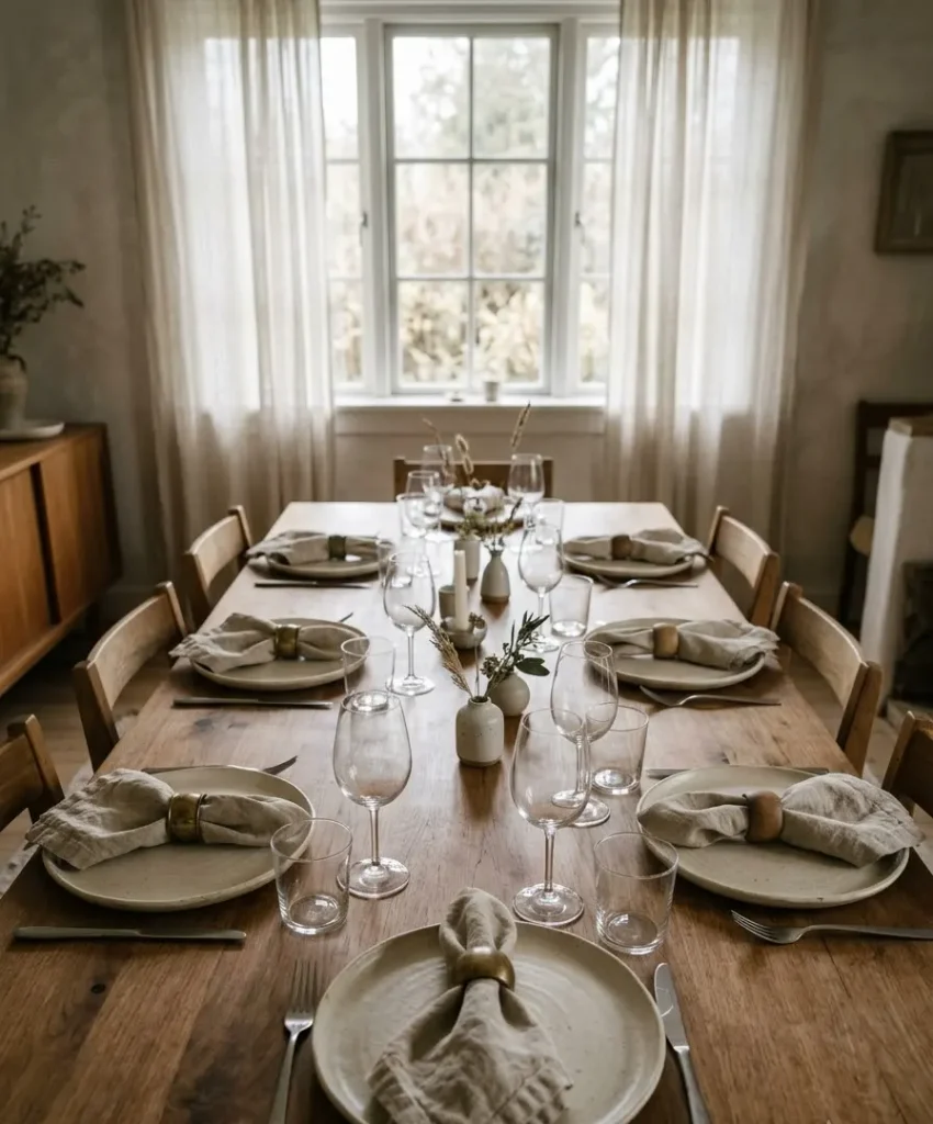 Thrifted napkin rings with linen napkins