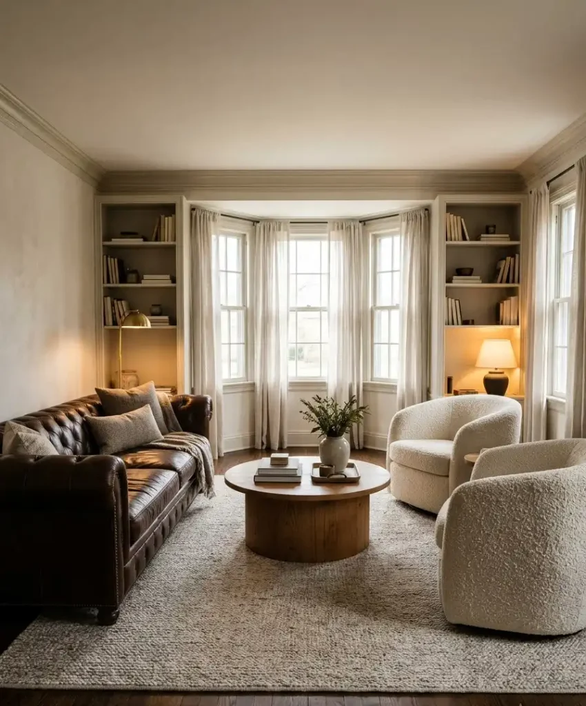 Two cream accent chairs