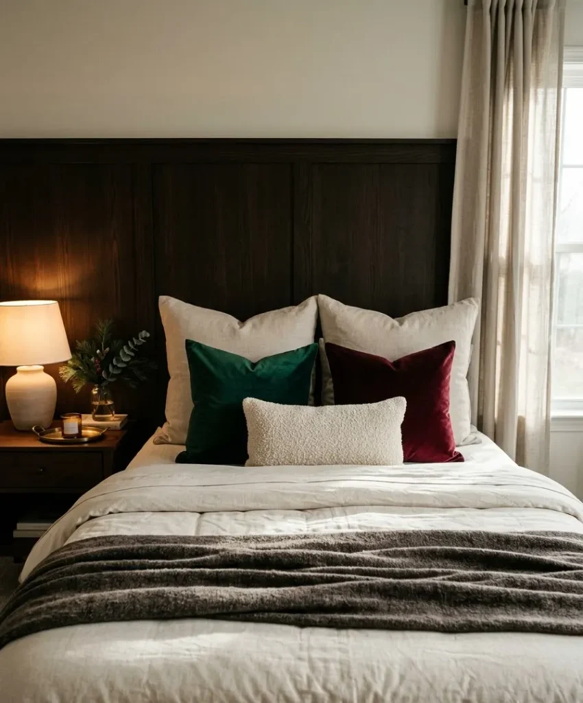 Velvet pillows in deep jewel tones