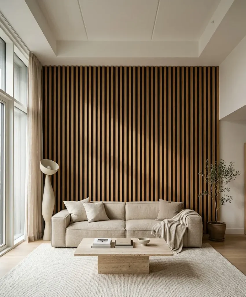Vertical wood slats
