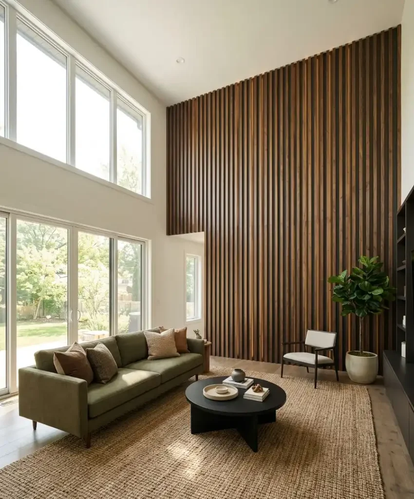 Vertical wood slats