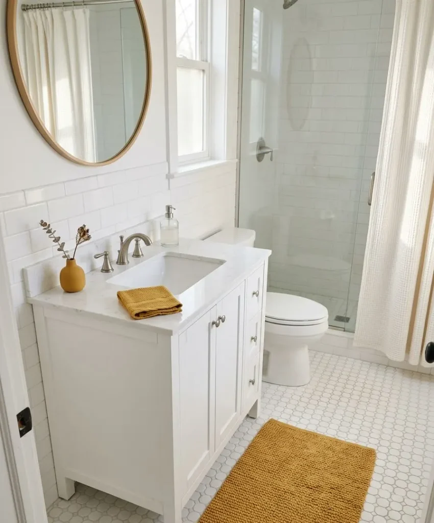 Warm mustard accents