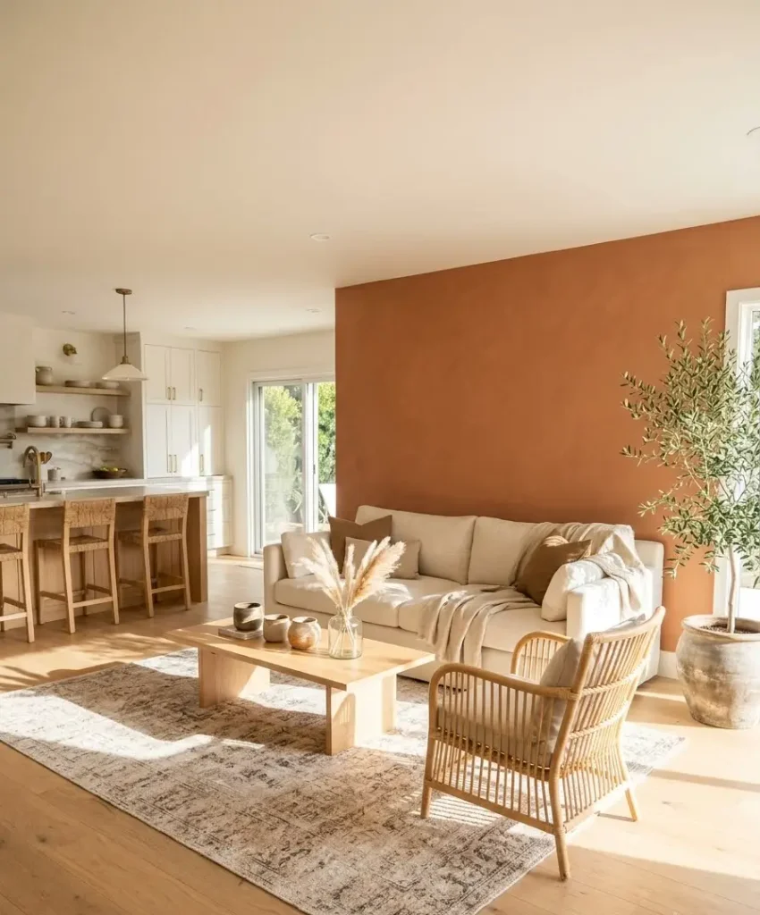 Warm terracotta wall
