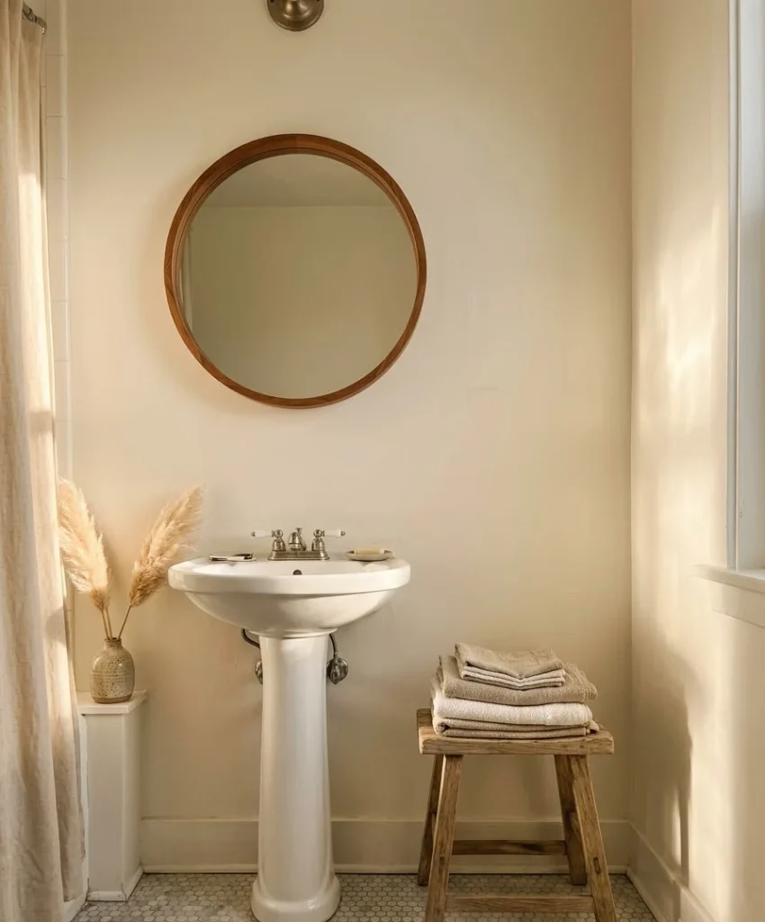 Warm white paint with a satin finish