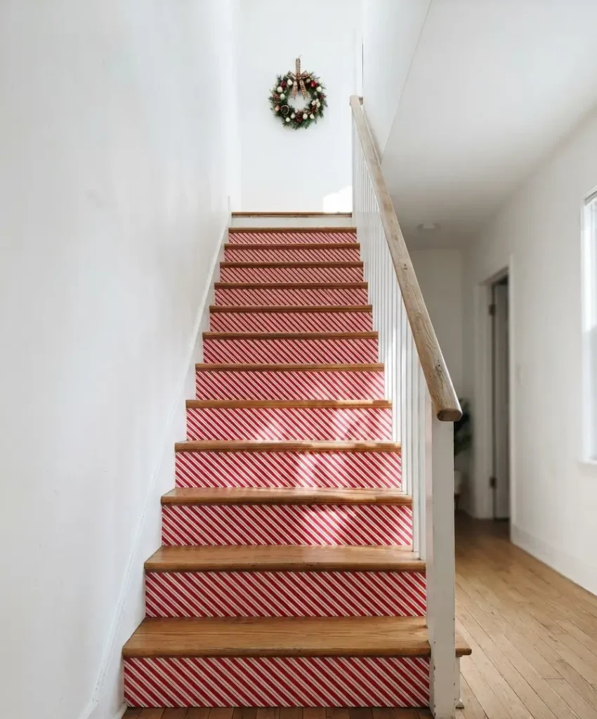Washi tape stripes on risers