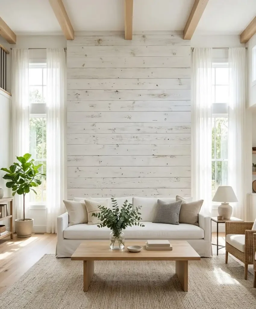 Whitewashed barnwood for bright