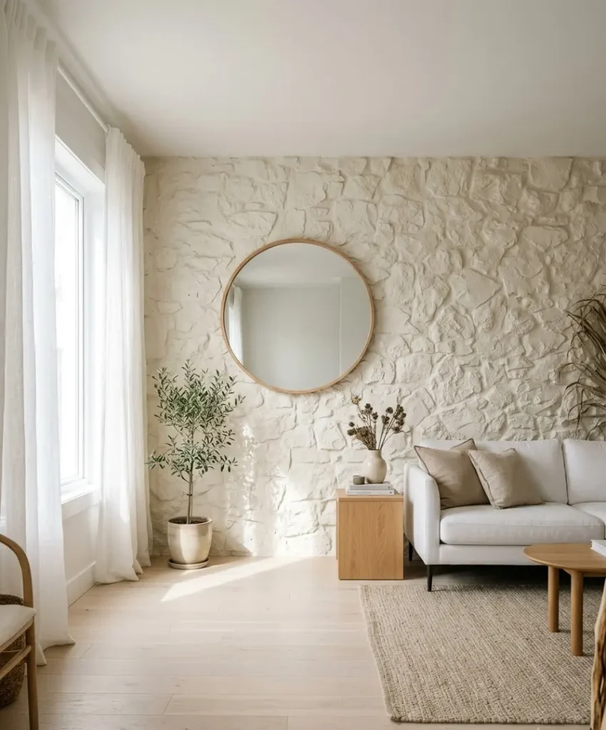 Whitewashed stone for small rooms