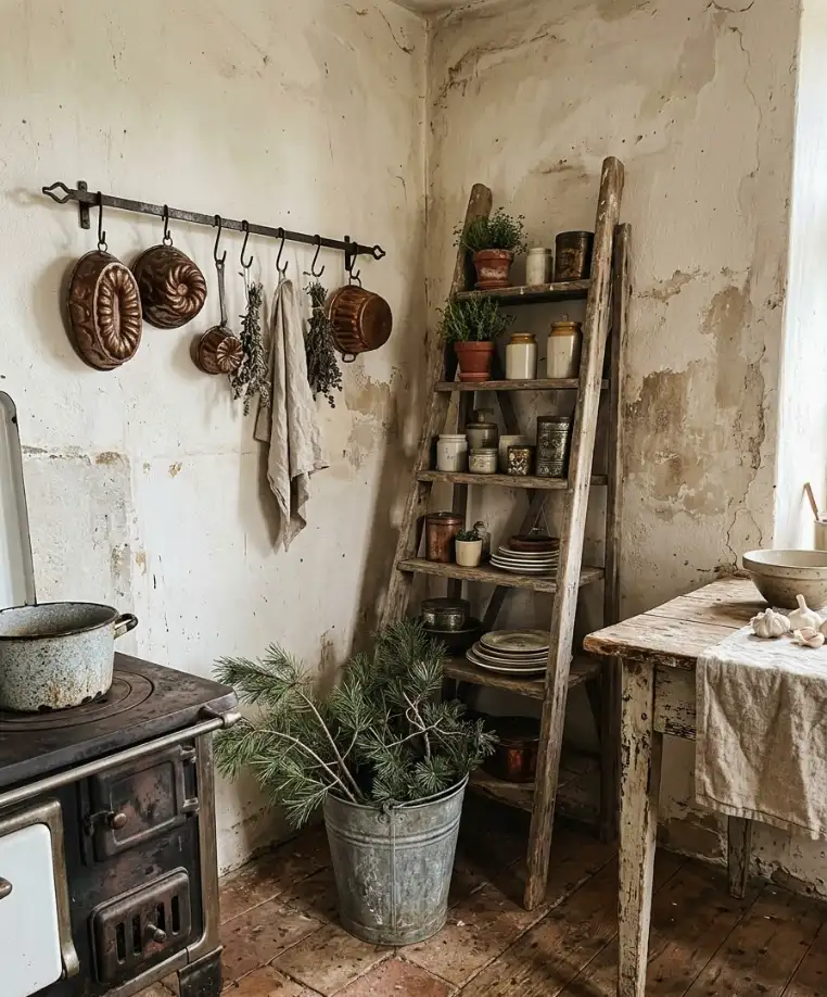 Wood, metal, and linen