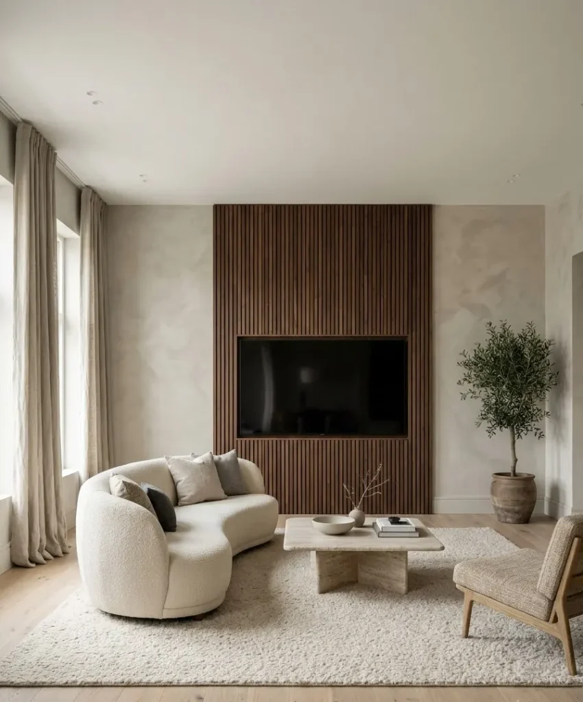 Wood slats with a plaster