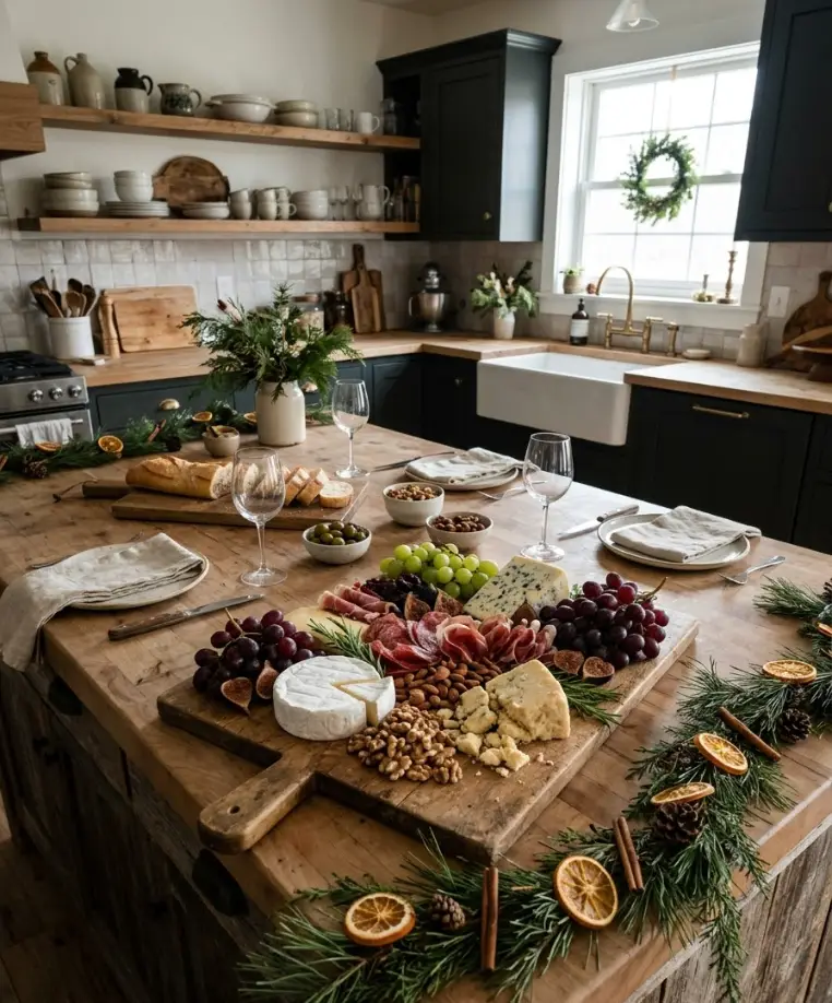 Wooden cutting board charcuterie