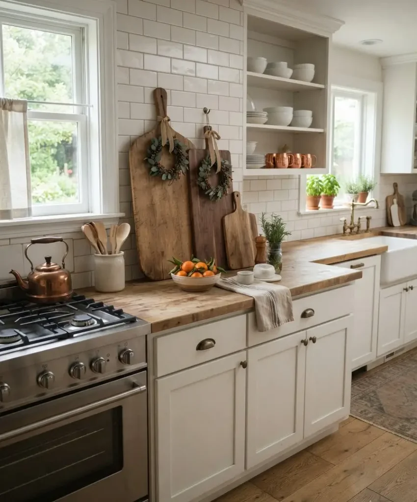Wooden cutting boards as wall decor