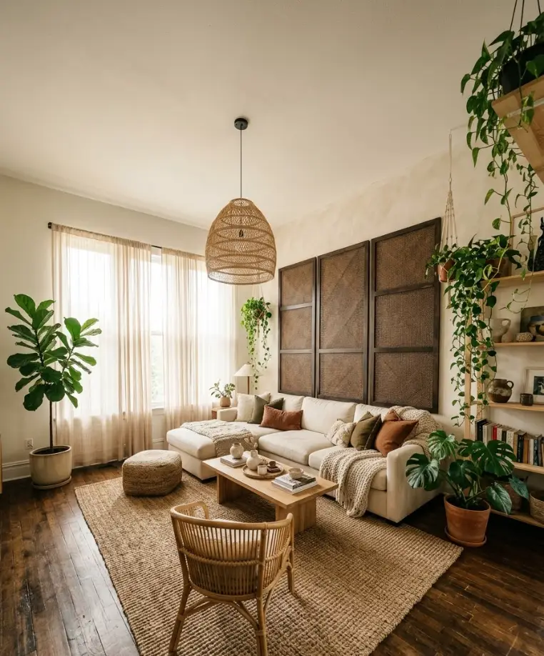 Woven rattan or cane panels