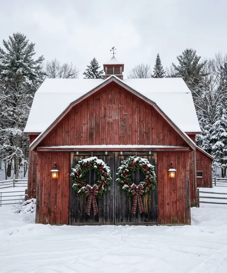 Wreaths on the barn doors