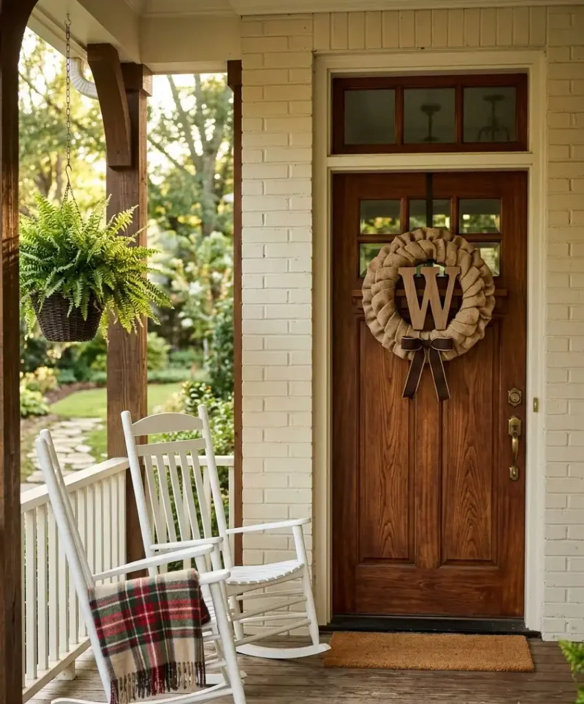 burlap wreath with a monogram