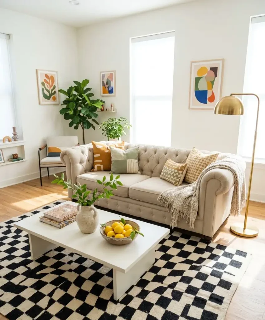 checkered rug